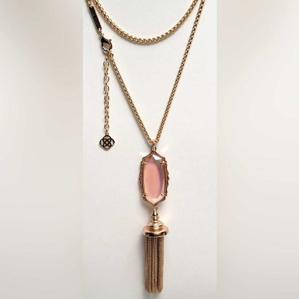 EUC [Kendra Scott] Everly Gold-Tone Iridescent Long Pendant Tassel Necklace - Picture 10 of 14